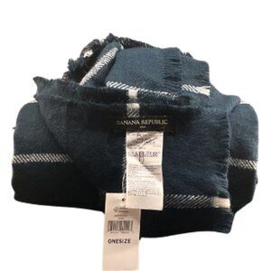 Banana Republic Factory Navy Plaid Fringe Scarf | NWT